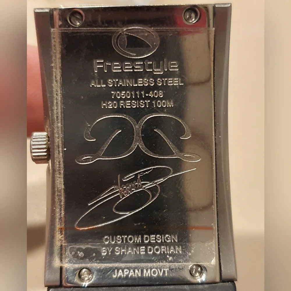 Vtg Rare Freestyle Designed By Shane Dorian Silver/Black Men's Tank Watch